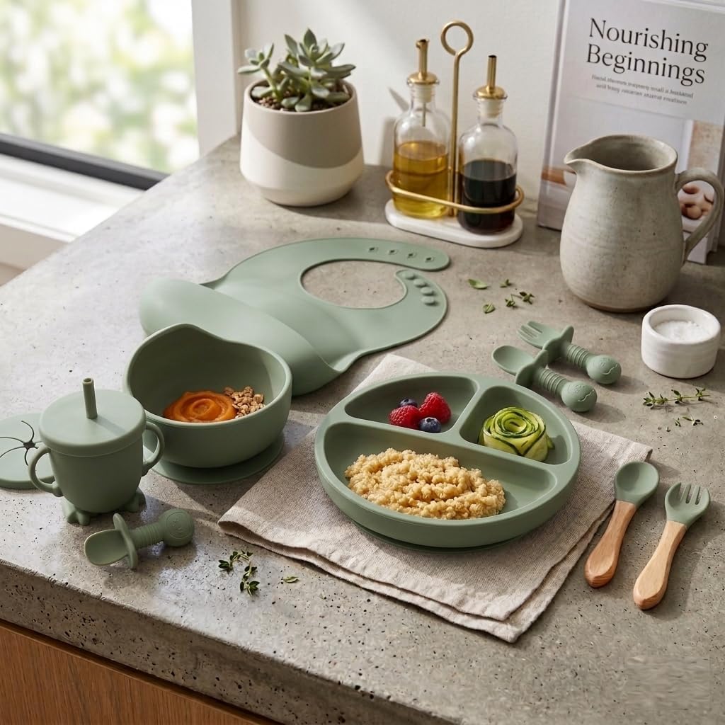 9Pcs Silicone Baby Feeding Set