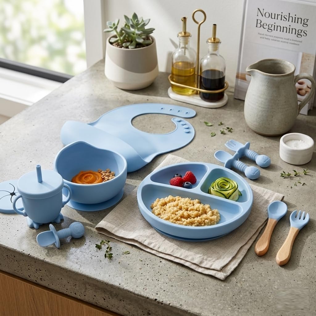 9Pcs Silicone Baby Feeding Set