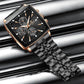 Reward Square Black & Rose Gold Multi-Function Men's Watch
