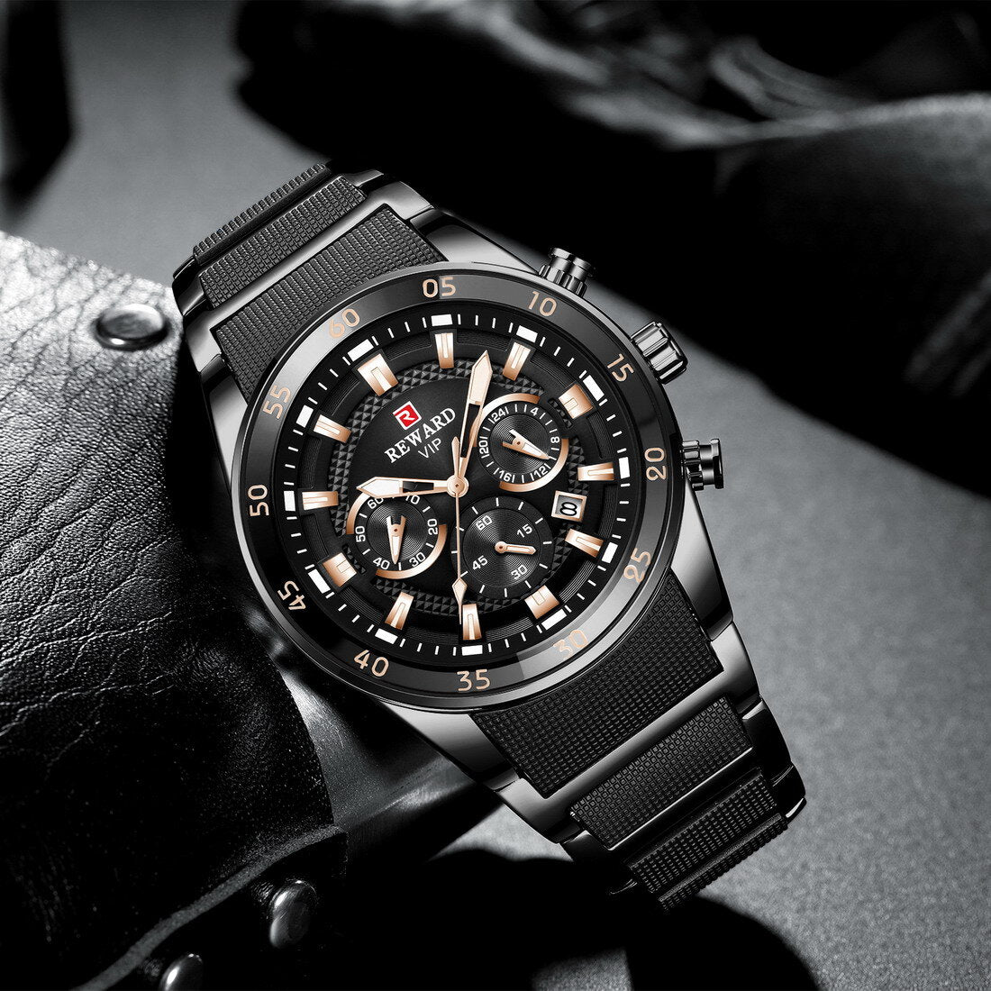 Reward VIP Luxury Chronograph Men’s Quartz Watch – Black Dial Edition