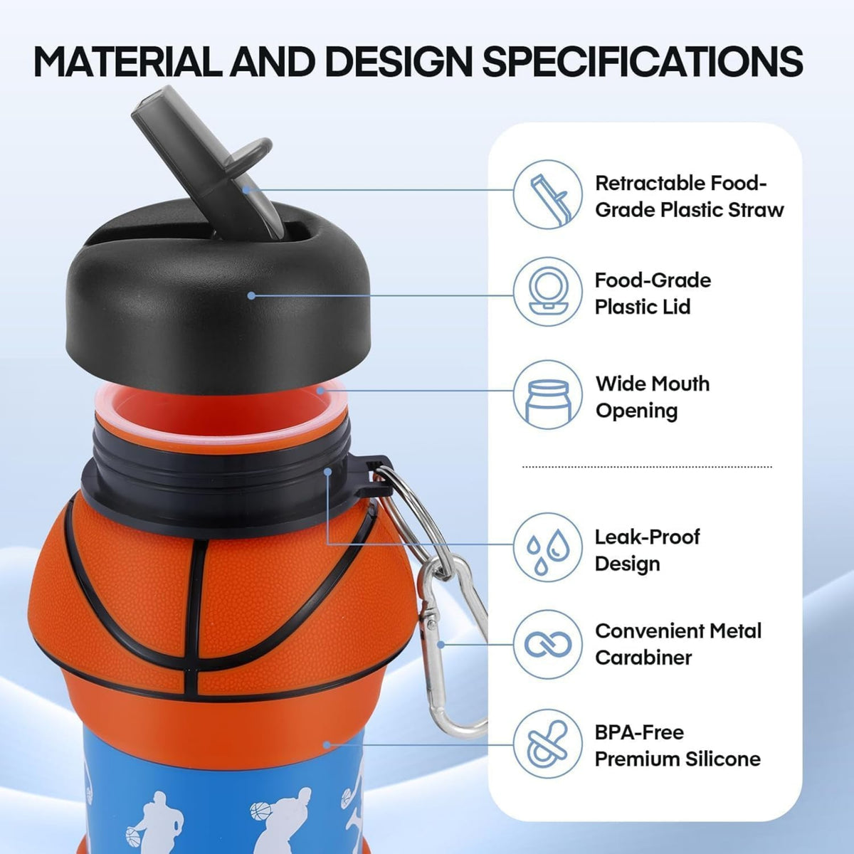 Basketball Design Foldable Water Bottle