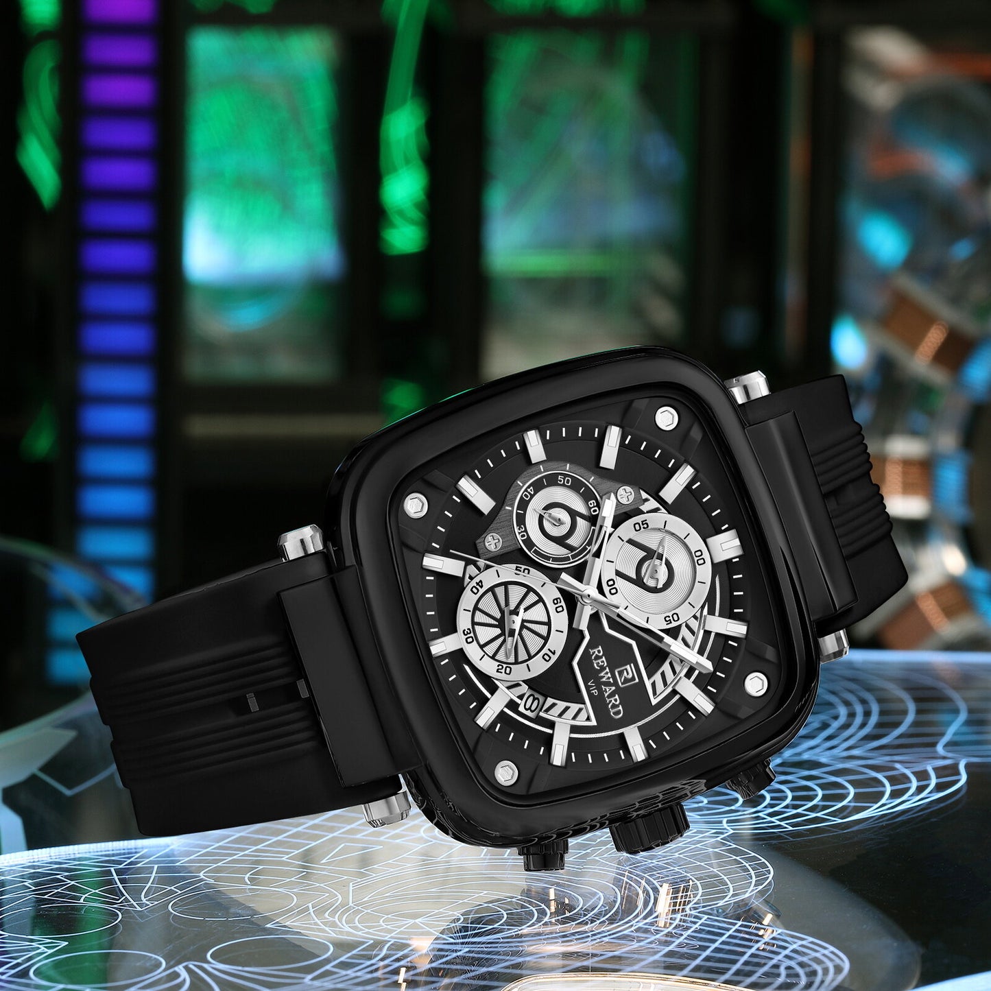Reward VIP Analog Black Square Dial Men's Watch