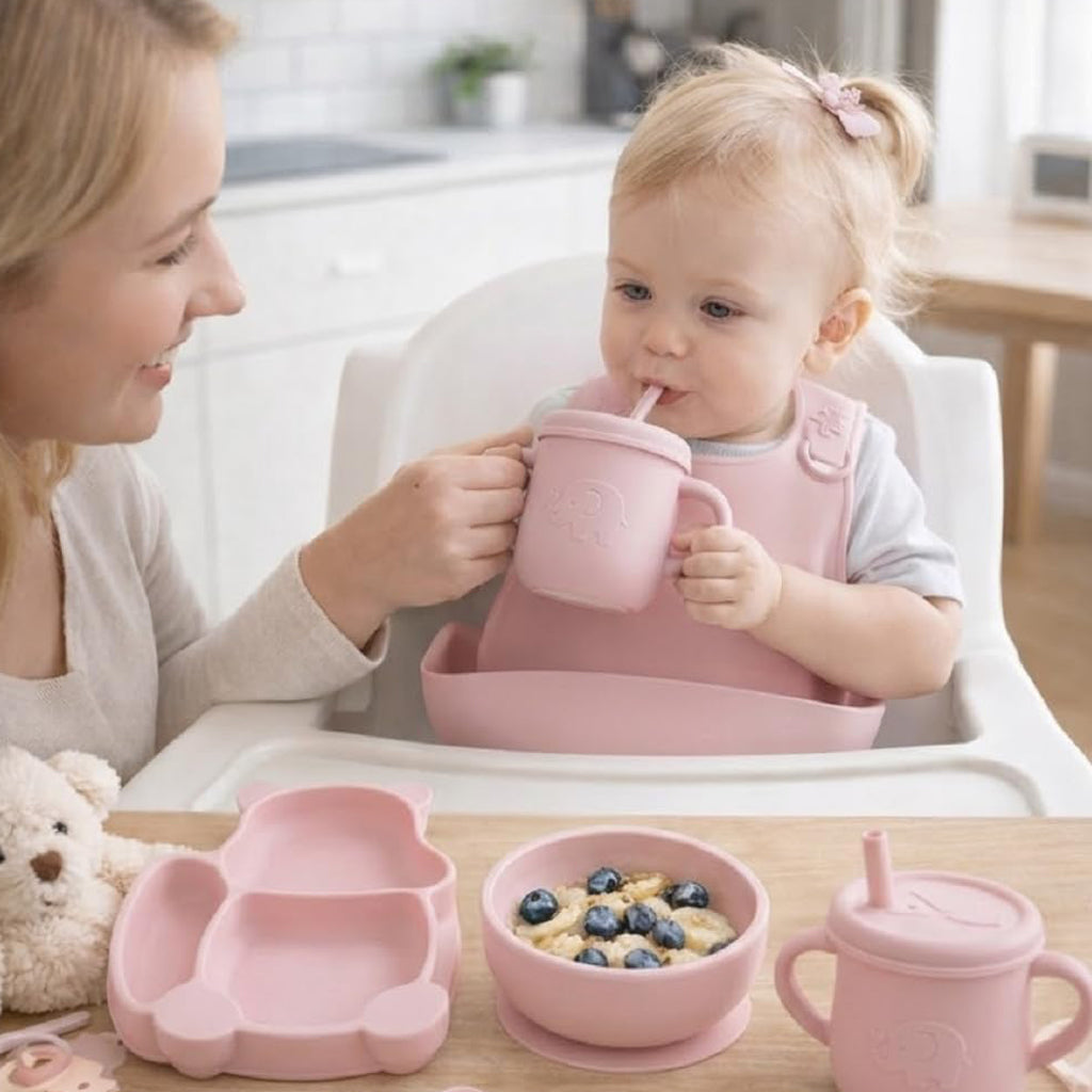 Cat Design Silicone Baby Feeding Set