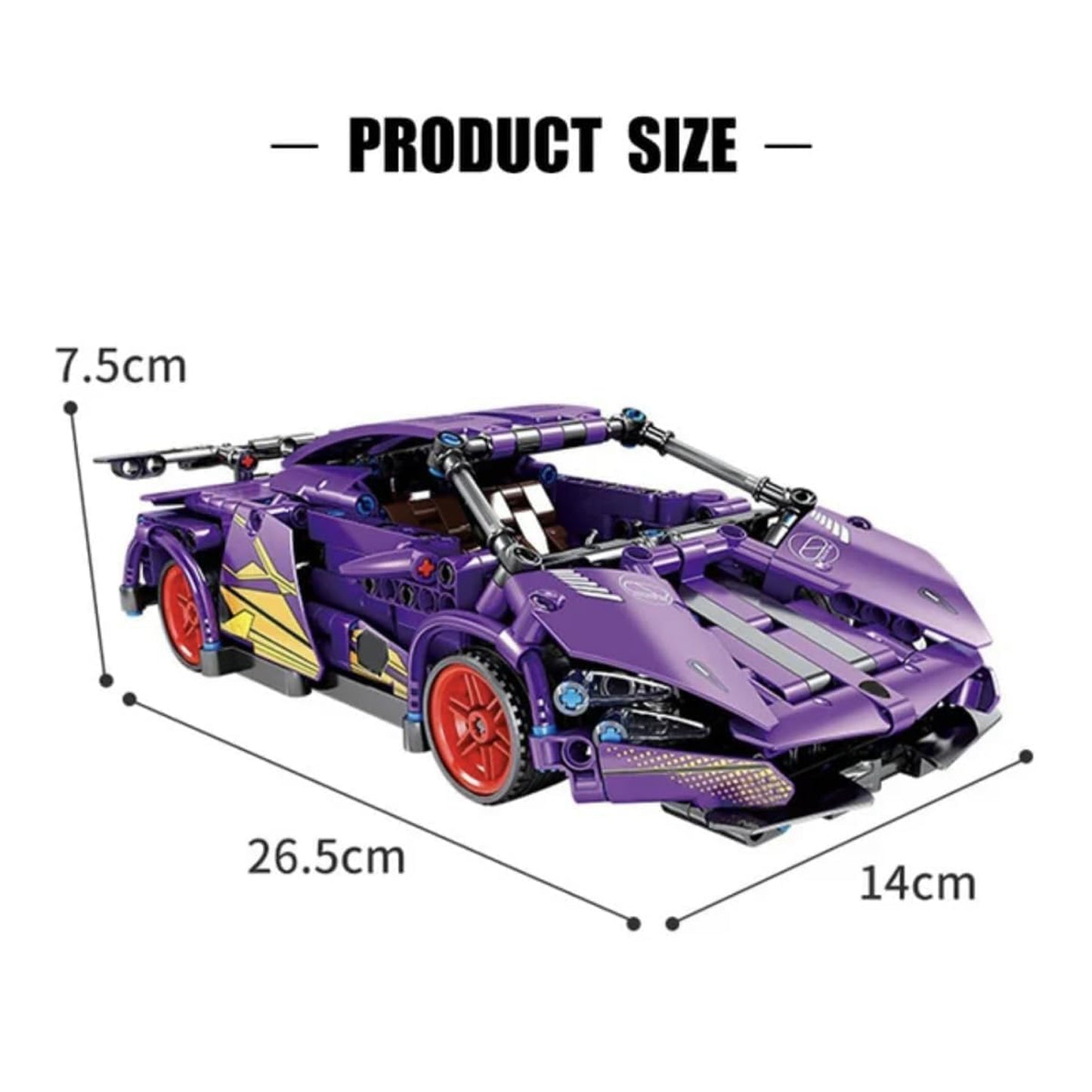 Purple Lambo 1:18 Scale Racing Pull-Back SuperCar Building Blocks Set