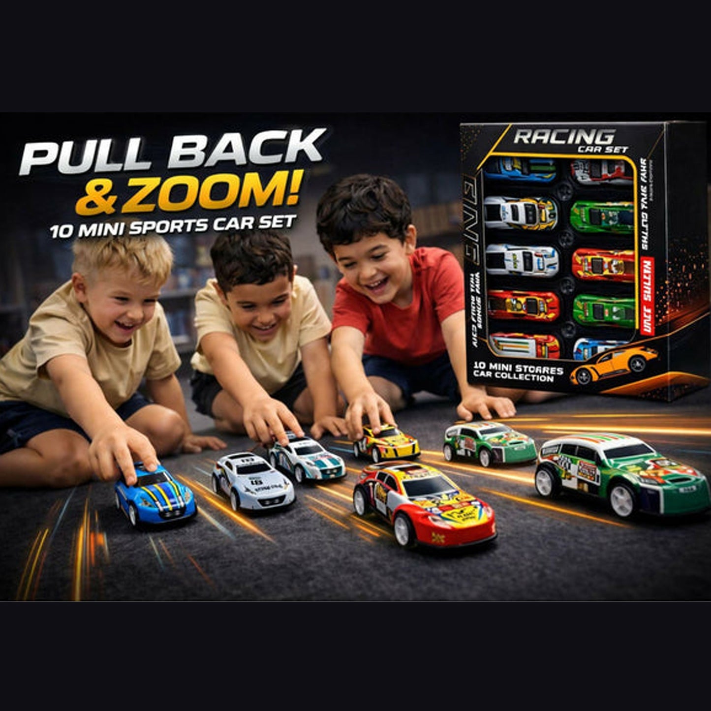 Mini Die-Cast Racing Cars (Pack Of 10)