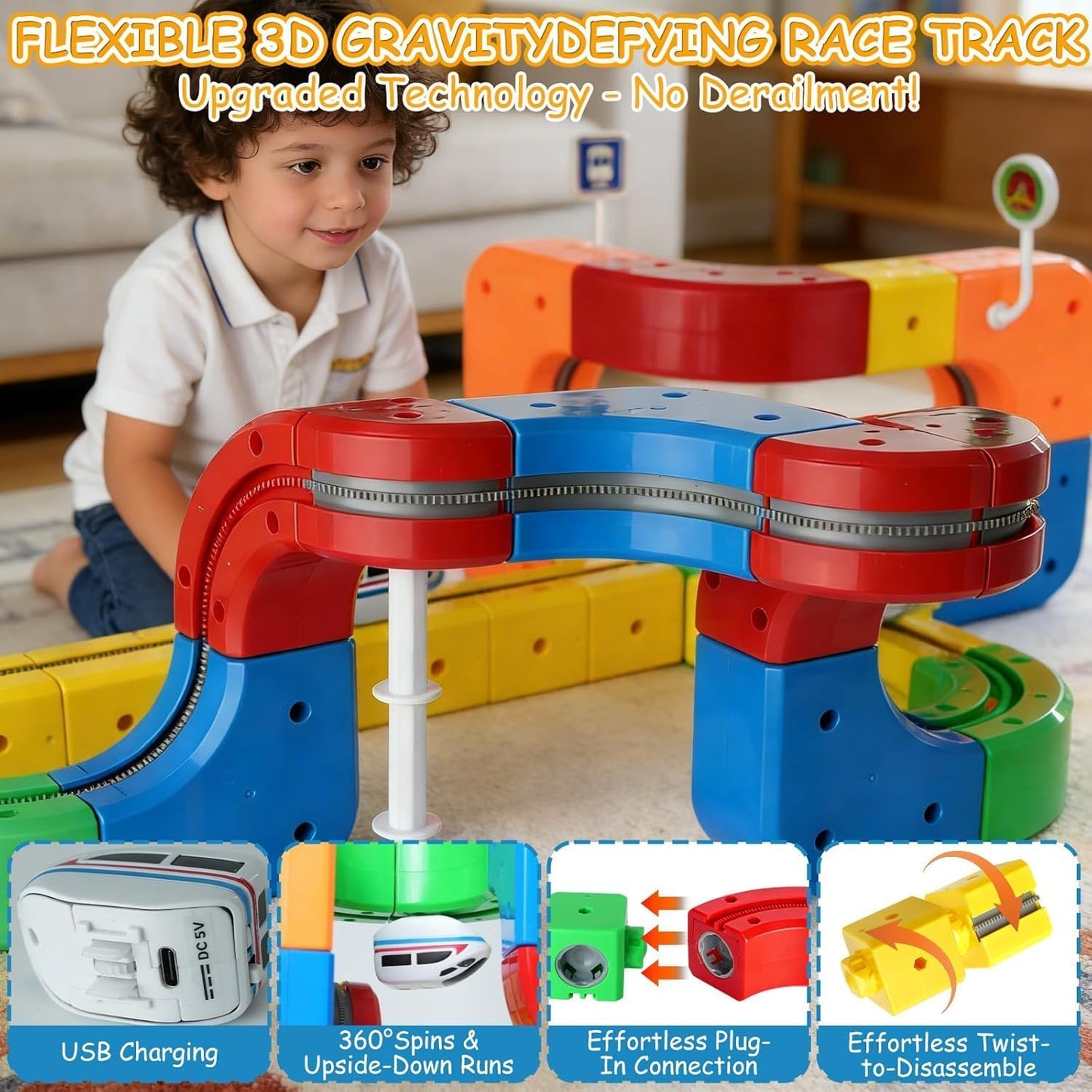 Electric Train STEM Flex Track Set (81Pcs)