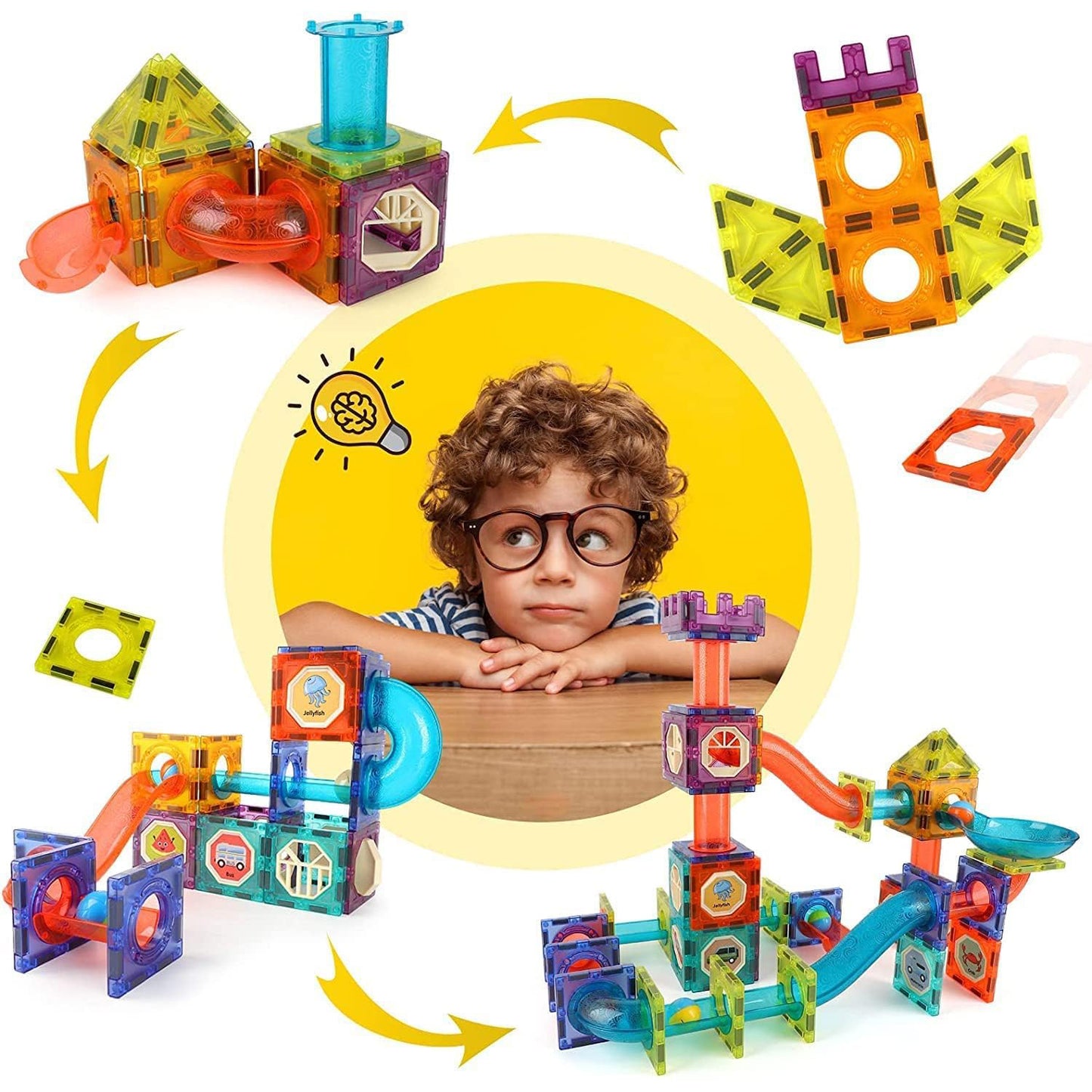 Magnetic Tiles Building Blocks with LED Lights (75Pcs)