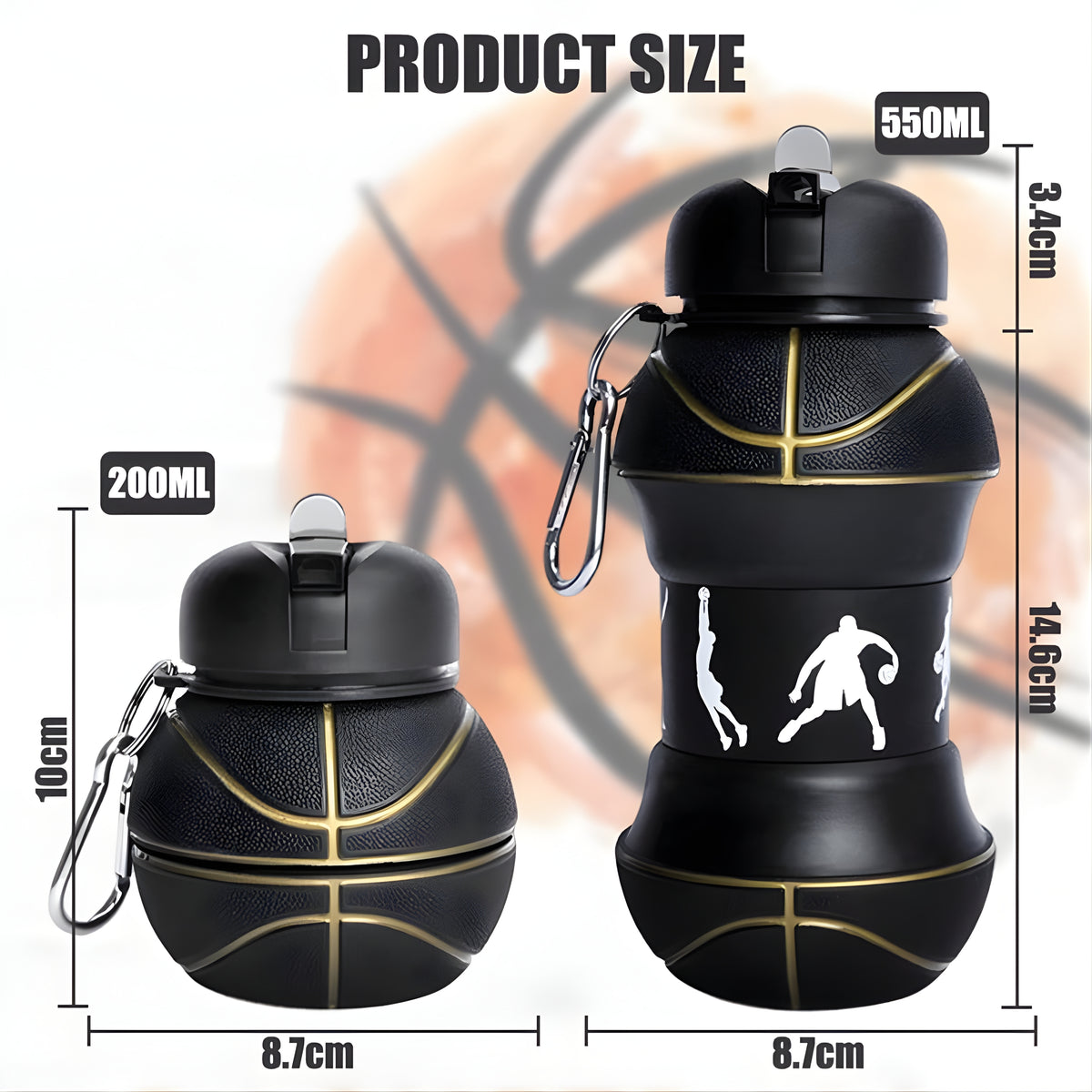 Basketball Design Foldable Silicone Water Bottle