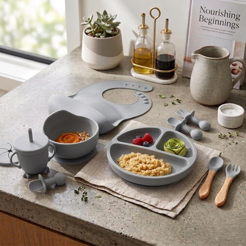 9Pcs Silicone Baby Feeding Set