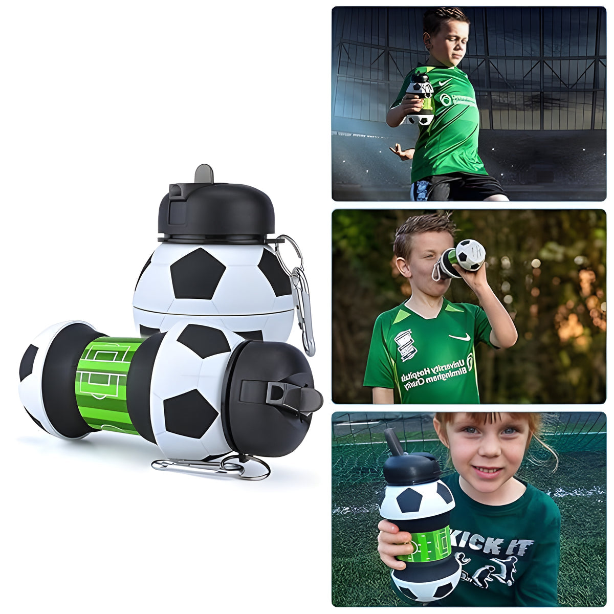 Football Design Foldable Sports Water Bottle