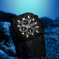 Men's Quartz Chronograph Silicone Watch – Black Case, Black Dial