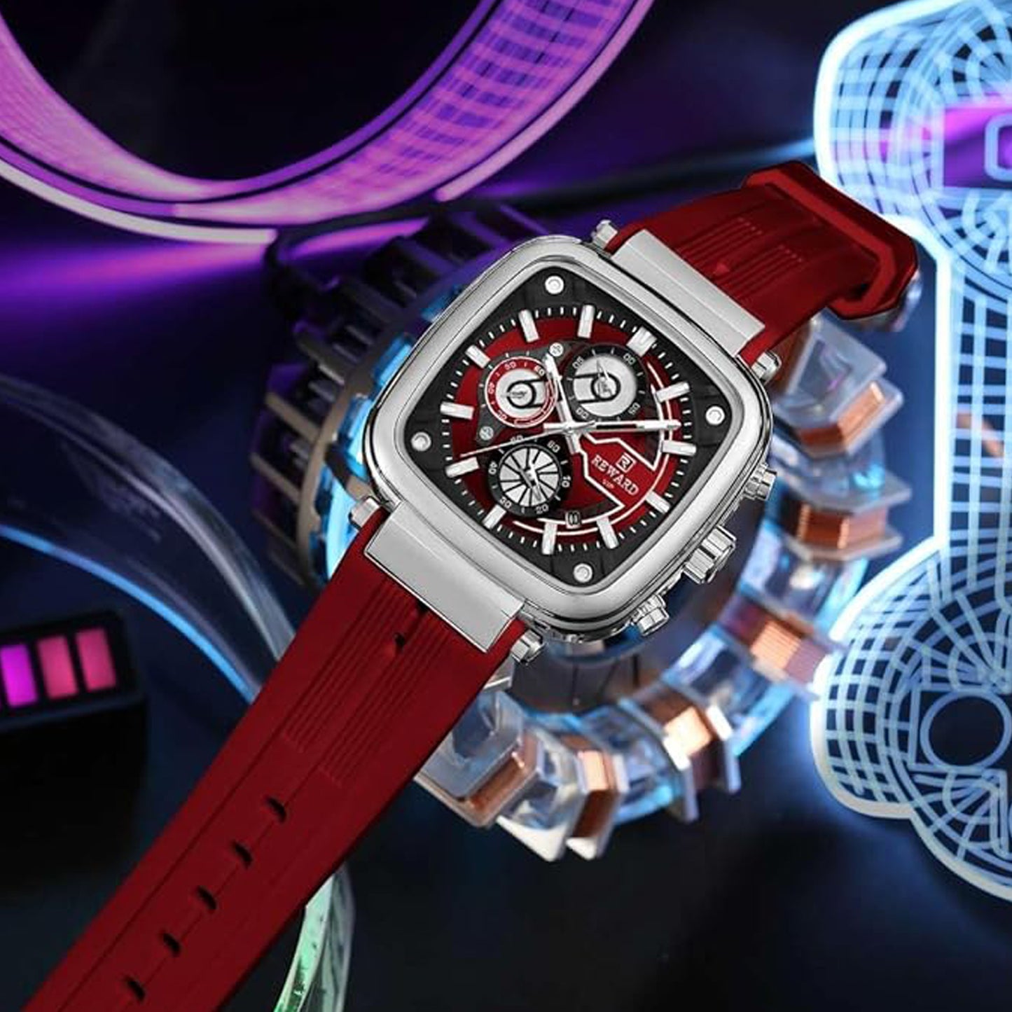 Reward VIP Analog Red Square Dial Men's Watch