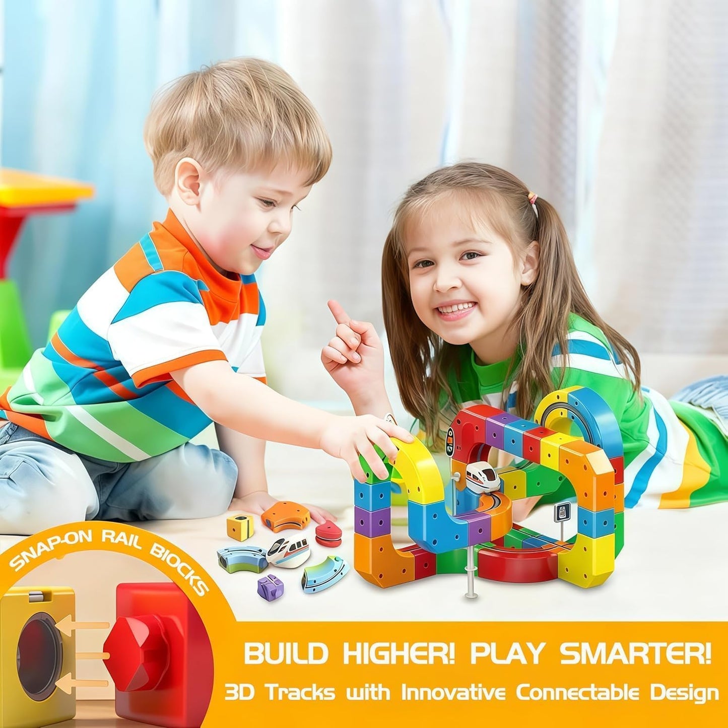 Electric Train Set With 3D Magic Flexible Race Tracks (123Pcs)
