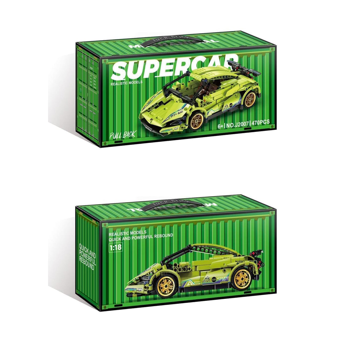 Green Lambo 1:18 Scale Racing Pull-Back SuperCar Building Blocks Set