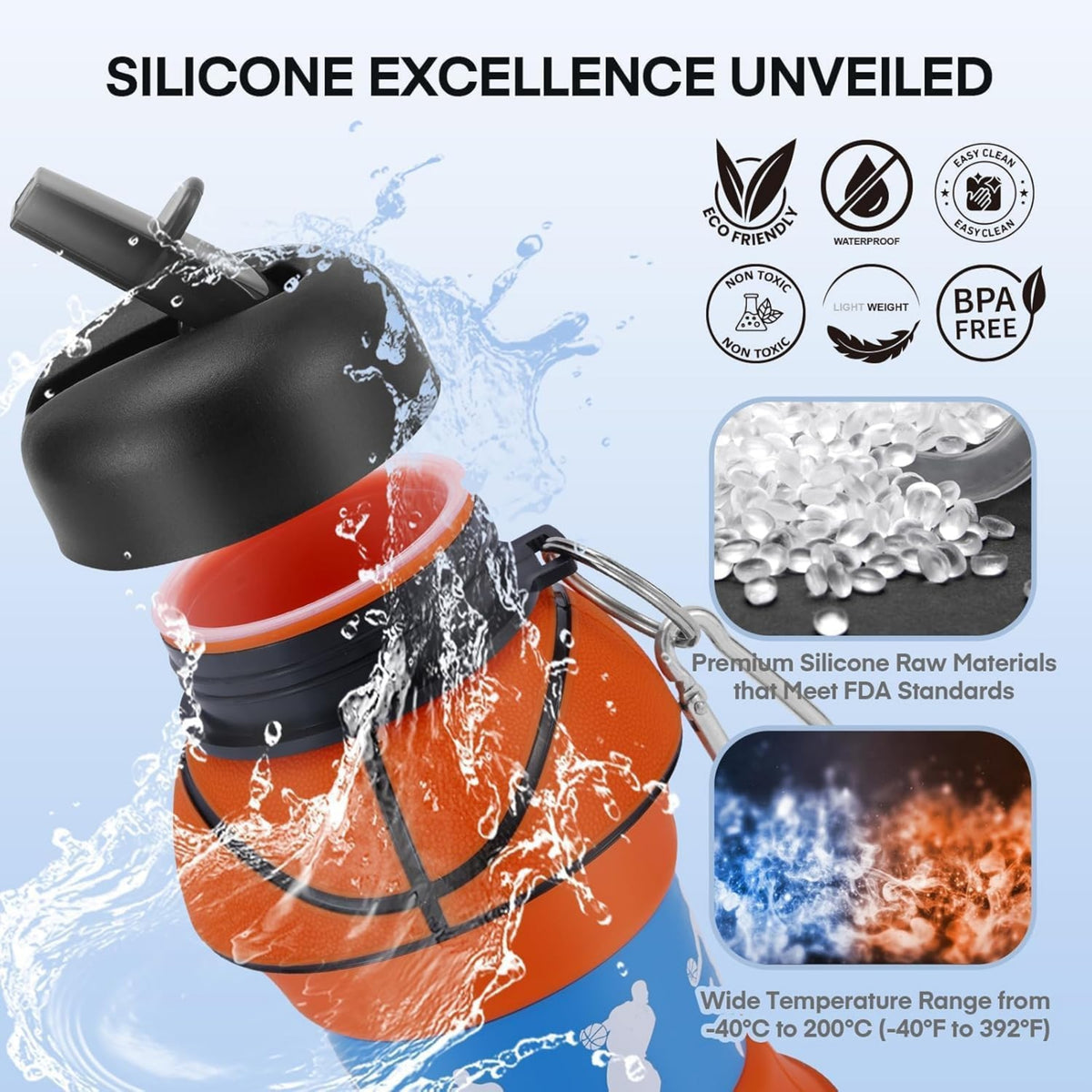 Basketball Design Foldable Water Bottle