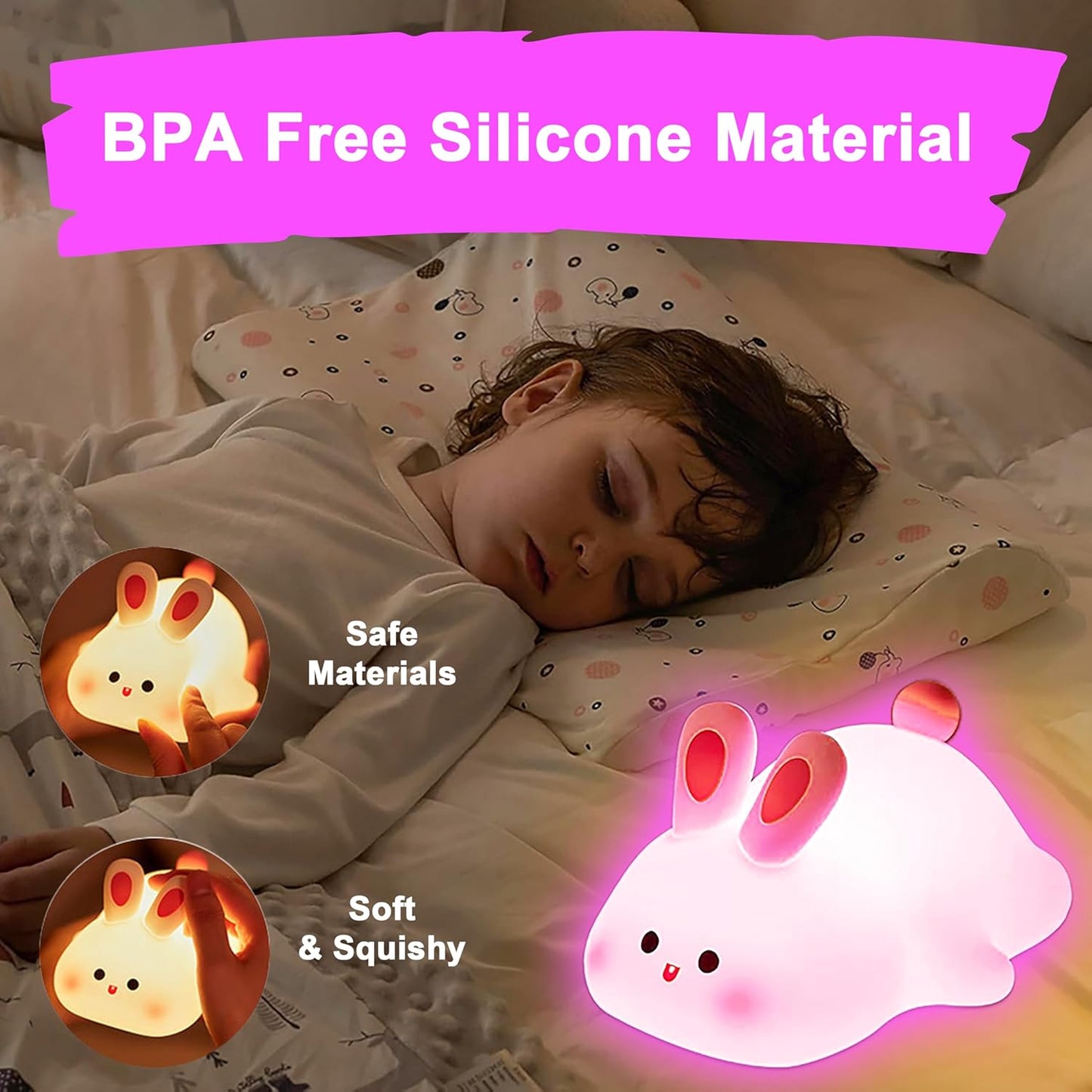Cute Littale Rabbit Silicone Night Lamp