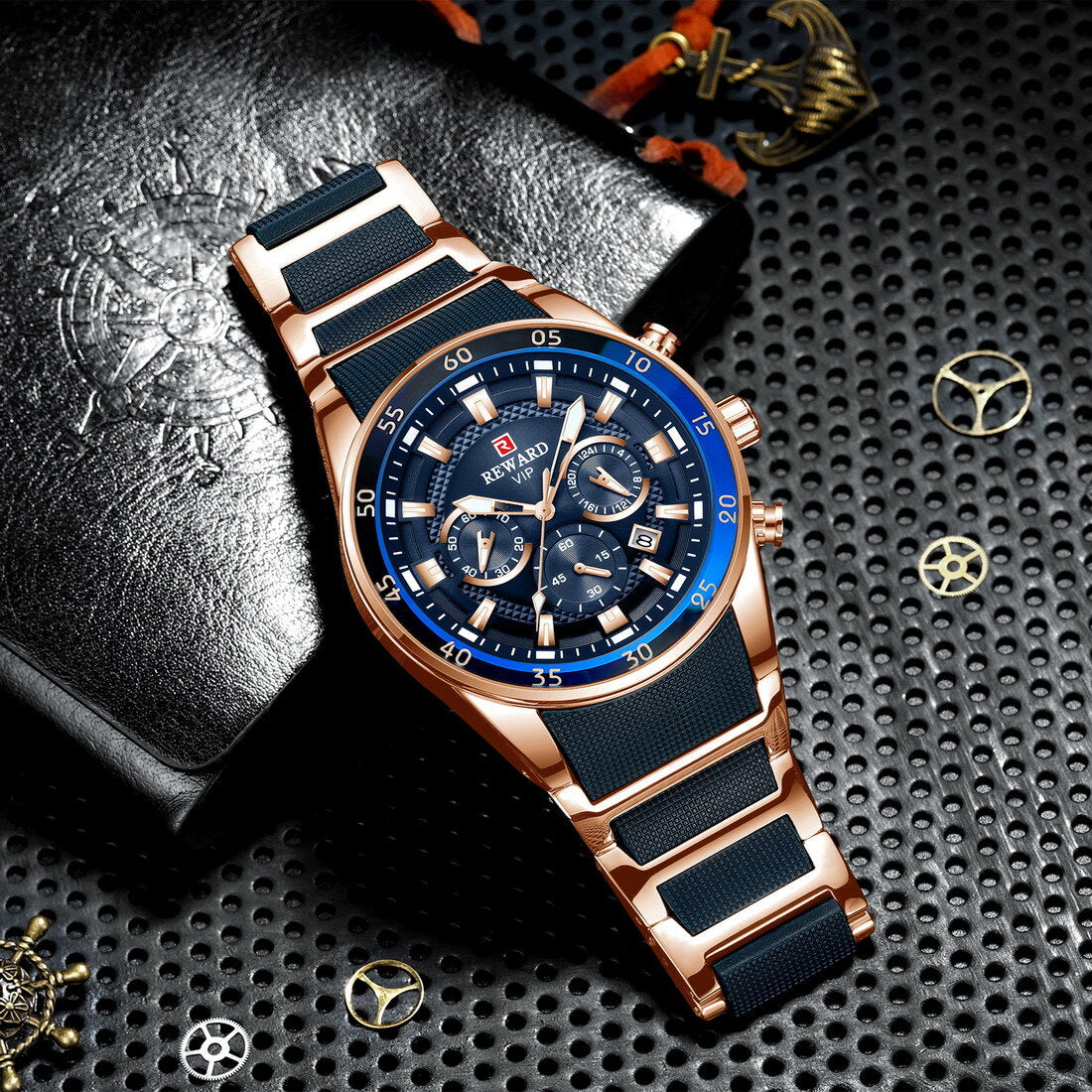 Reward VIP Luxury Chronograph Men’s Quartz Watch – Blue Dial Edition