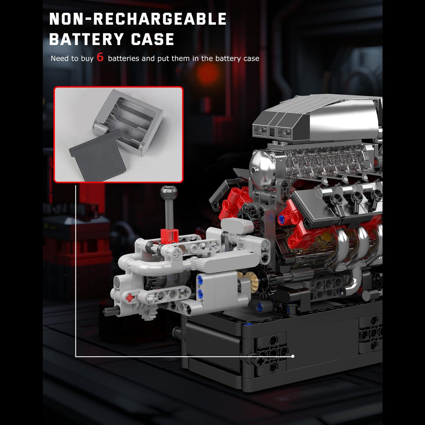 Mould King 10225 American Muscle Car V8 Engine Building Set