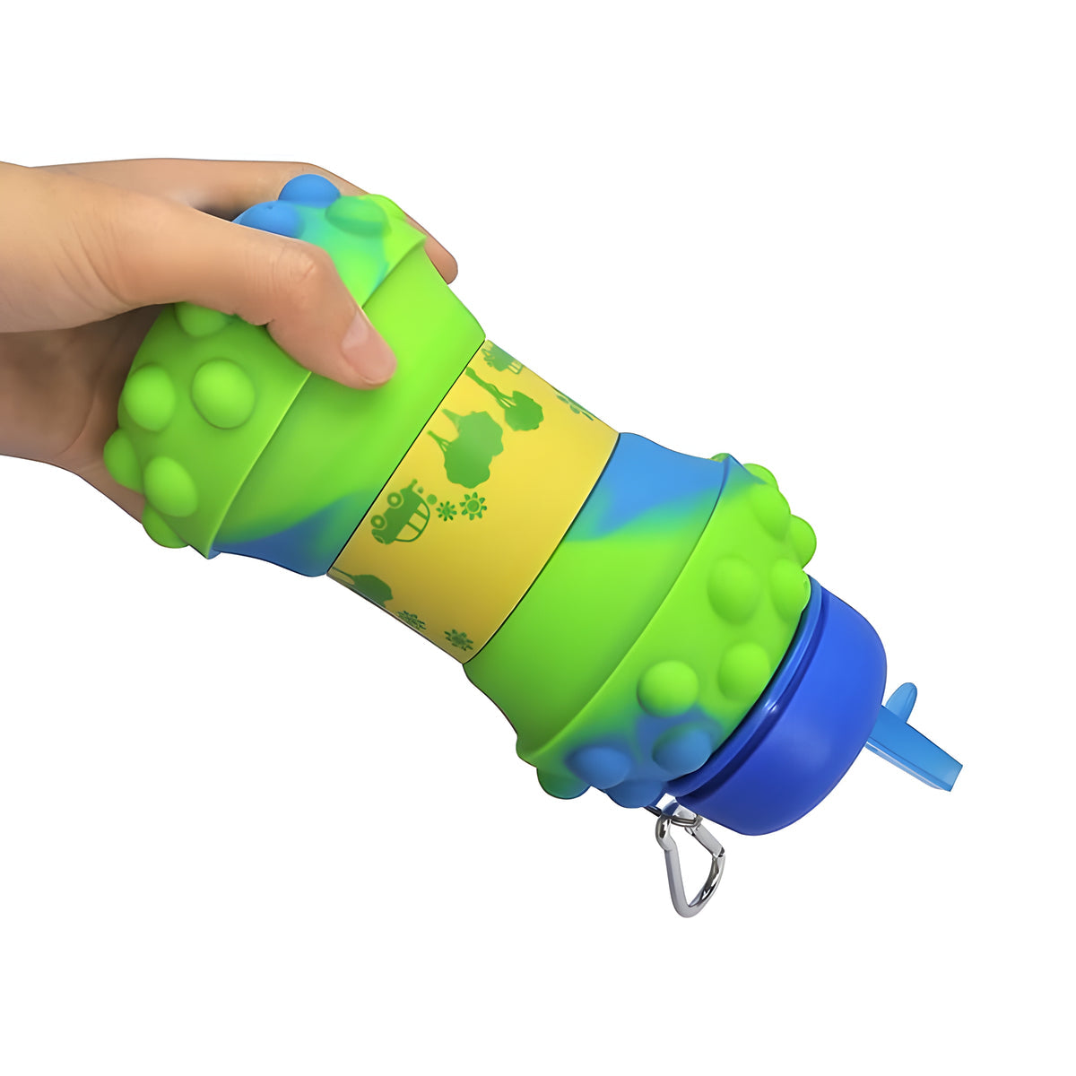 Green Dotted Folding Silicone Water Bottle