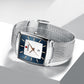 Reward Silver & Blue Rectangular Luxury Quartz Watch For Men