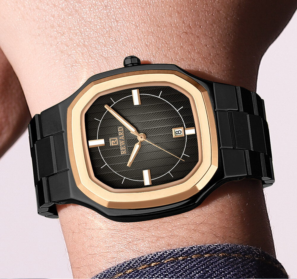 Reward Men's Multifunction Chronograph Quartz Watch – Rose Gold Case