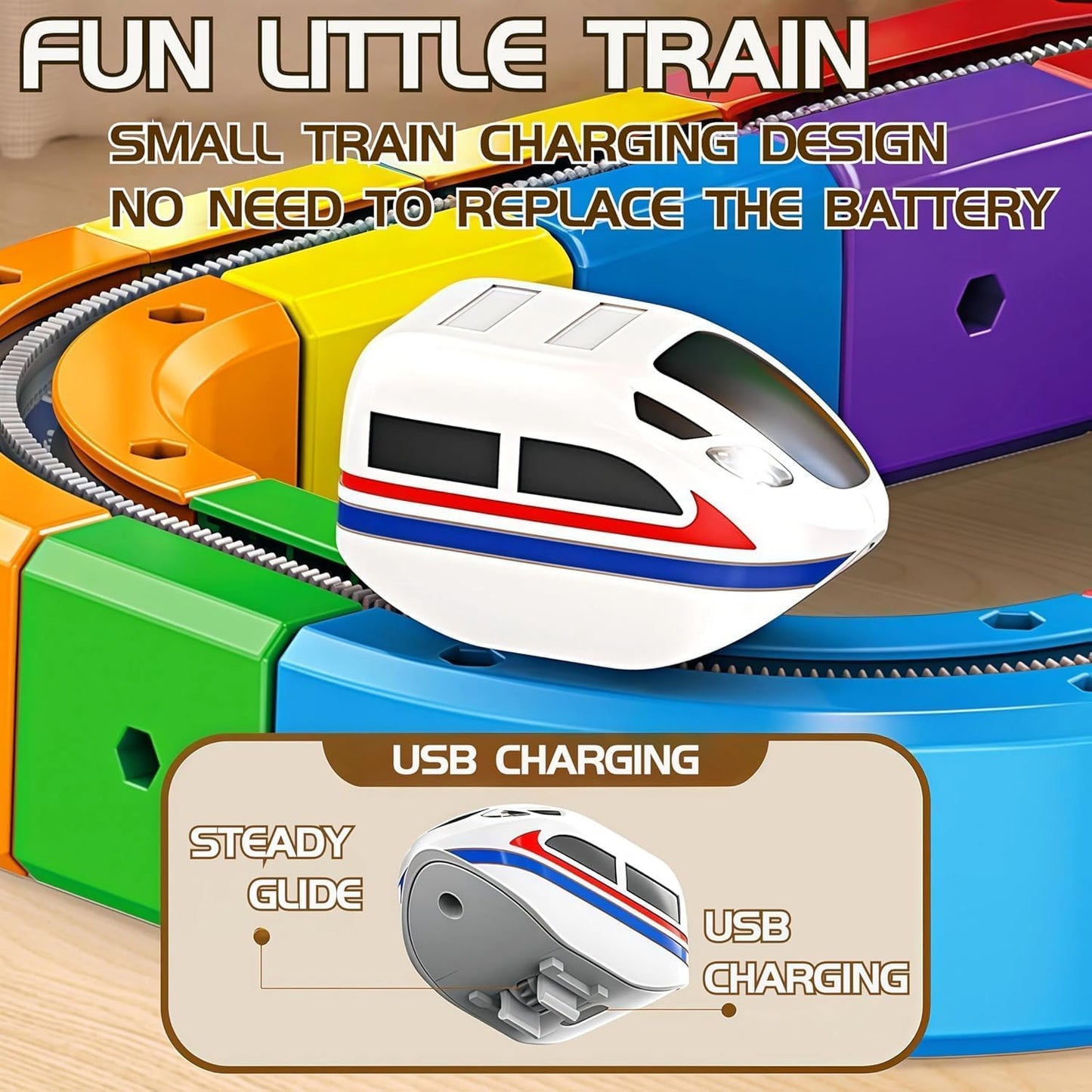 Electric Train Set With 3D Magic Flexible Race Tracks (123Pcs)