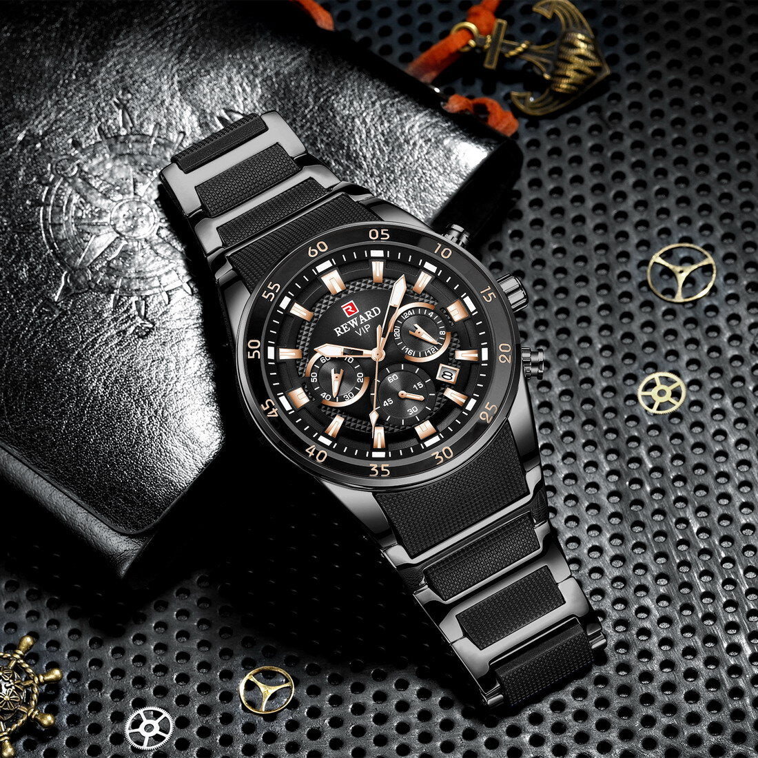 Reward VIP Luxury Chronograph Men’s Quartz Watch – Black Dial Edition