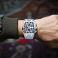 Men's Quartz Chronograph Silicone Watch – Silver Case, Blue Dial