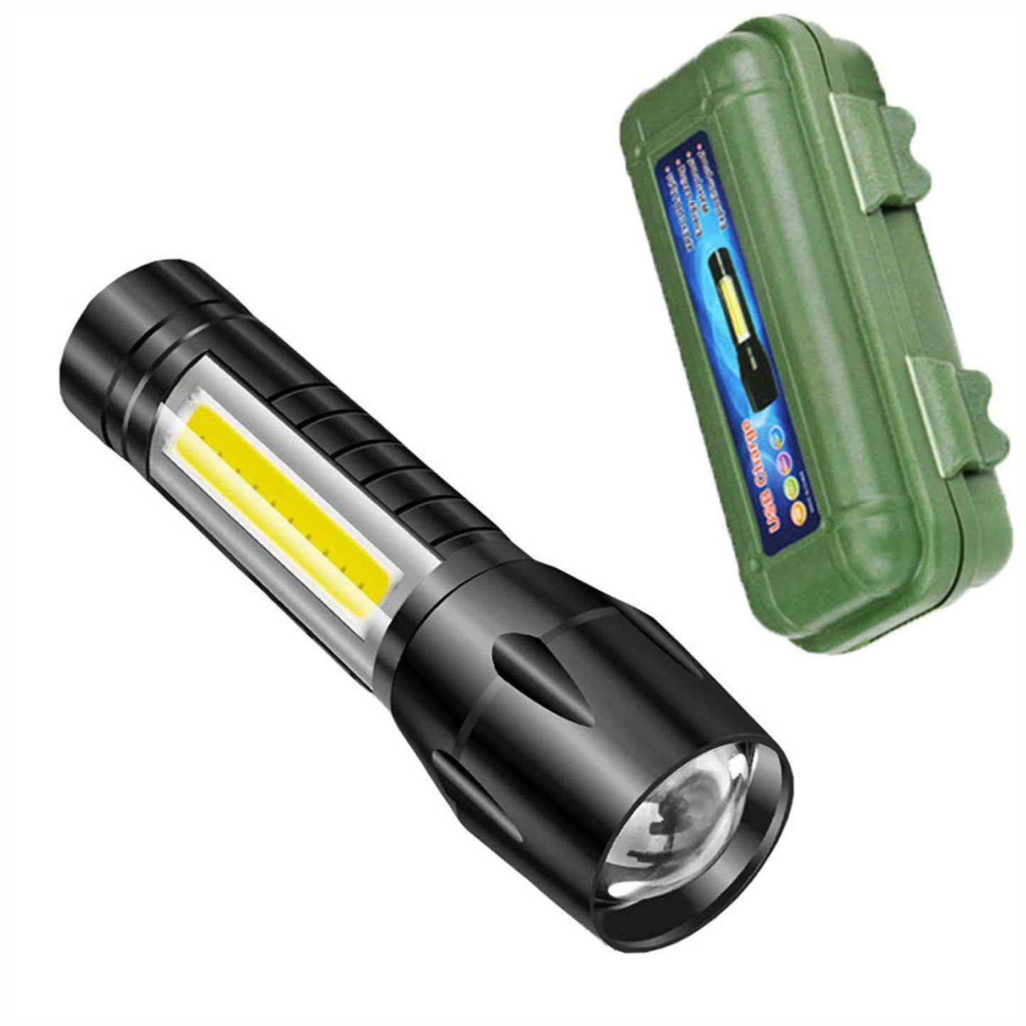Waterproof Portable Led Flashlight Usb Rechargeable 3 Modes Light Flashlight - ( 2 Pack )
