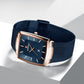 Reward Premium Minimalist Rectangular Mesh Strap Quartz Watch – Blue & RoseGold