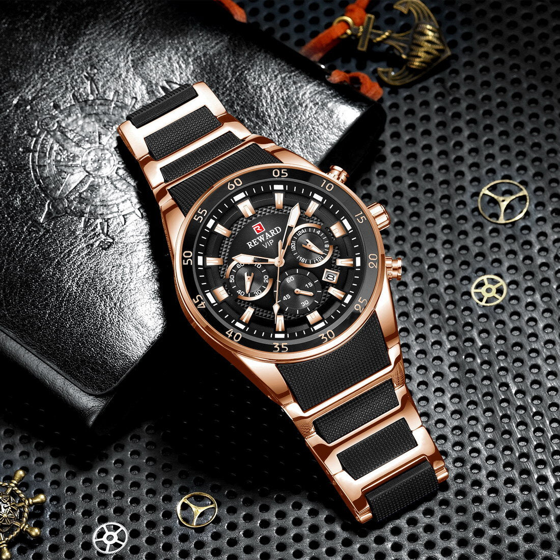 Reward VIP Luxury Chronograph Men’s Quartz Watch – Black Dial Edition