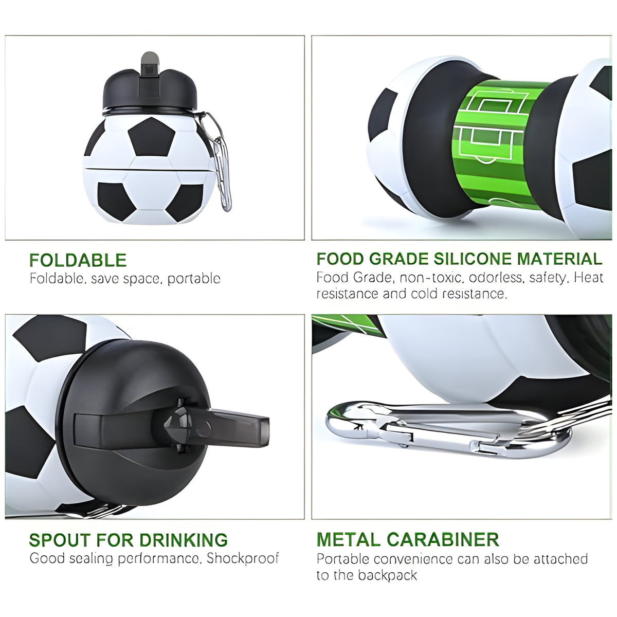 Football Design Foldable Sports Water Bottle