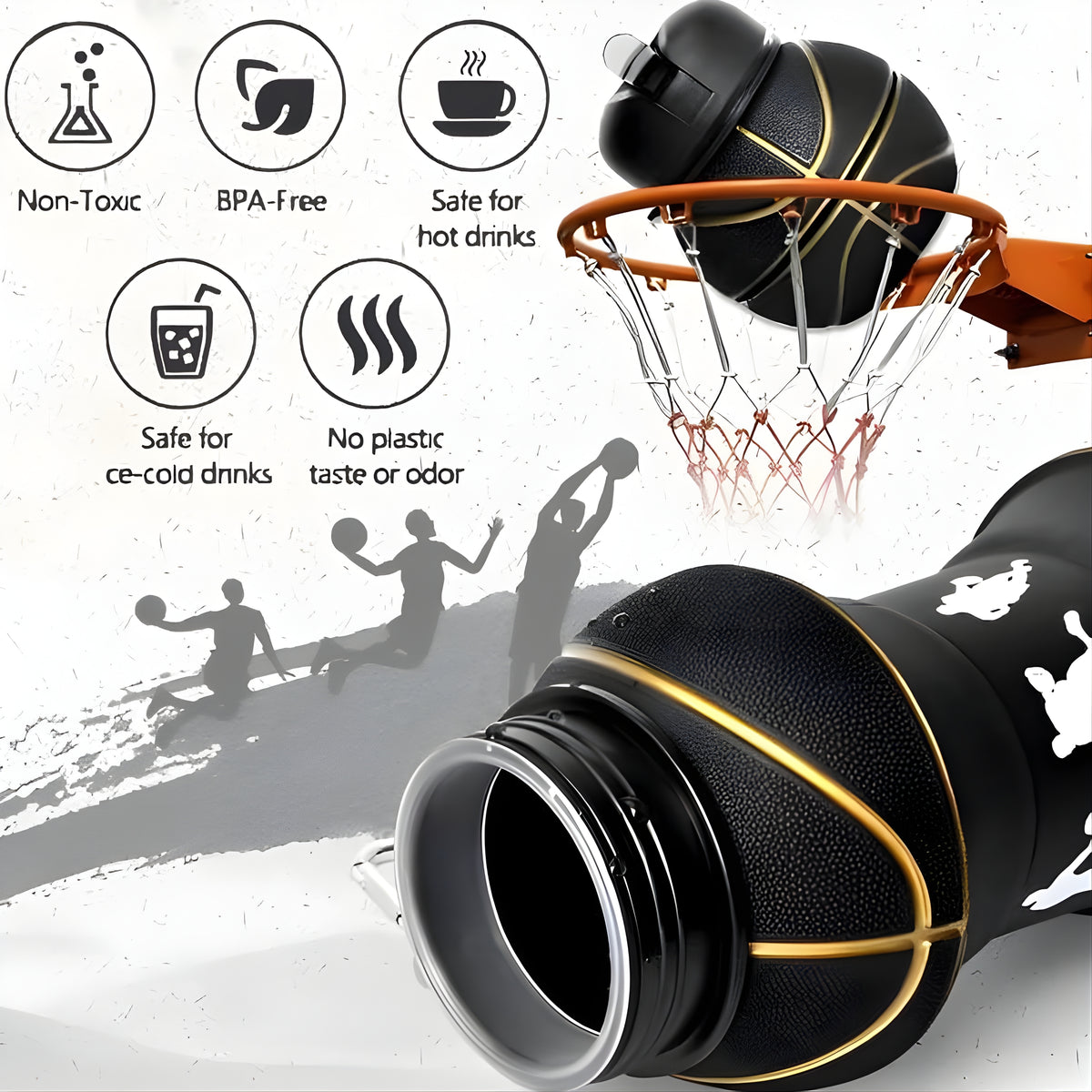 Basketball Design Foldable Silicone Water Bottle
