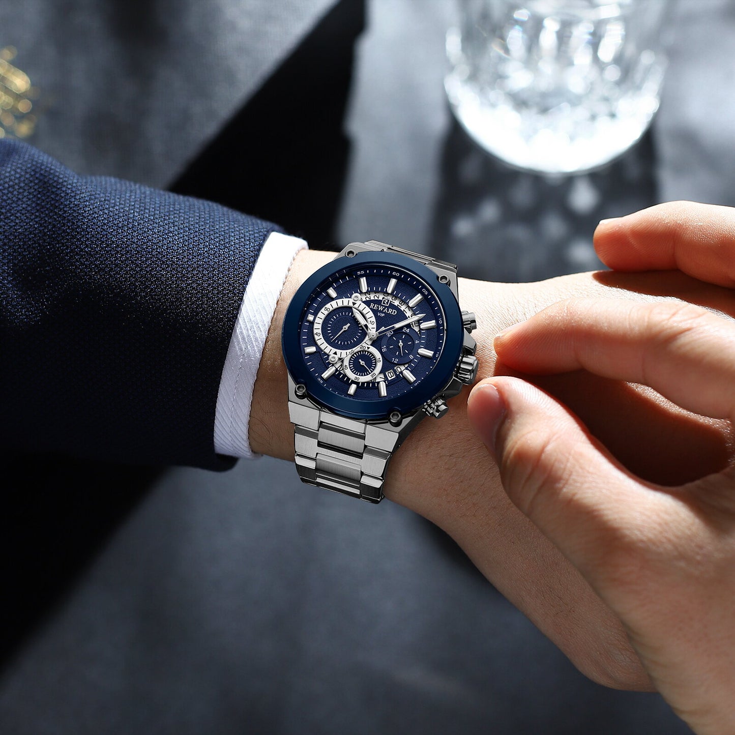 Reward Premium Men's Sport Chronograph Watch (Blue Dail)