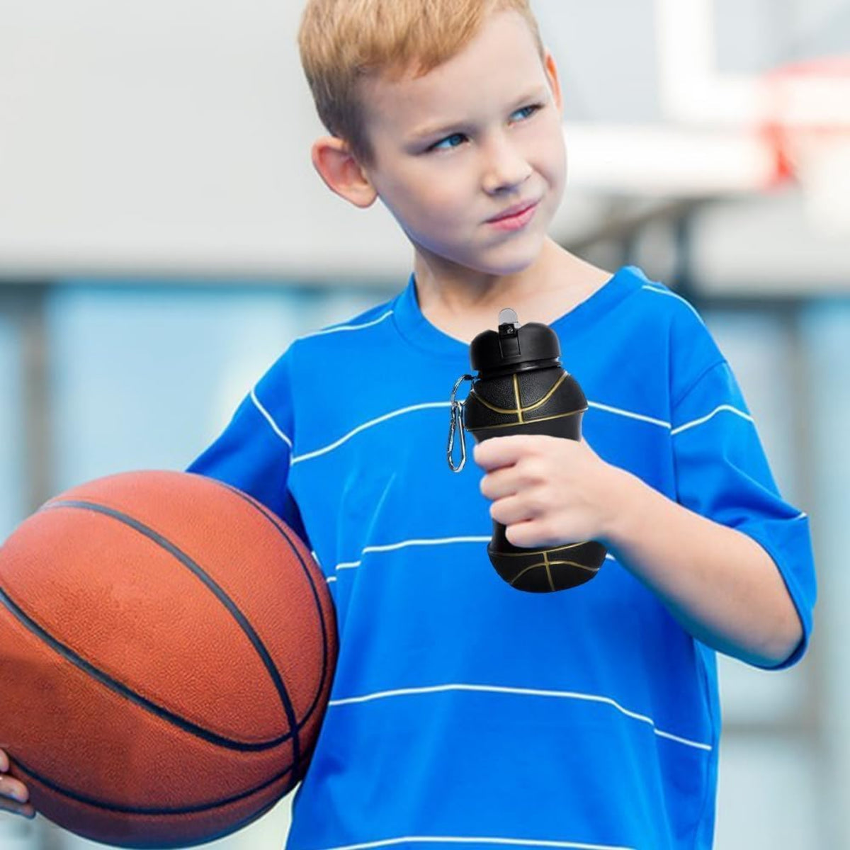 Basketball Design Foldable Silicone Water Bottle