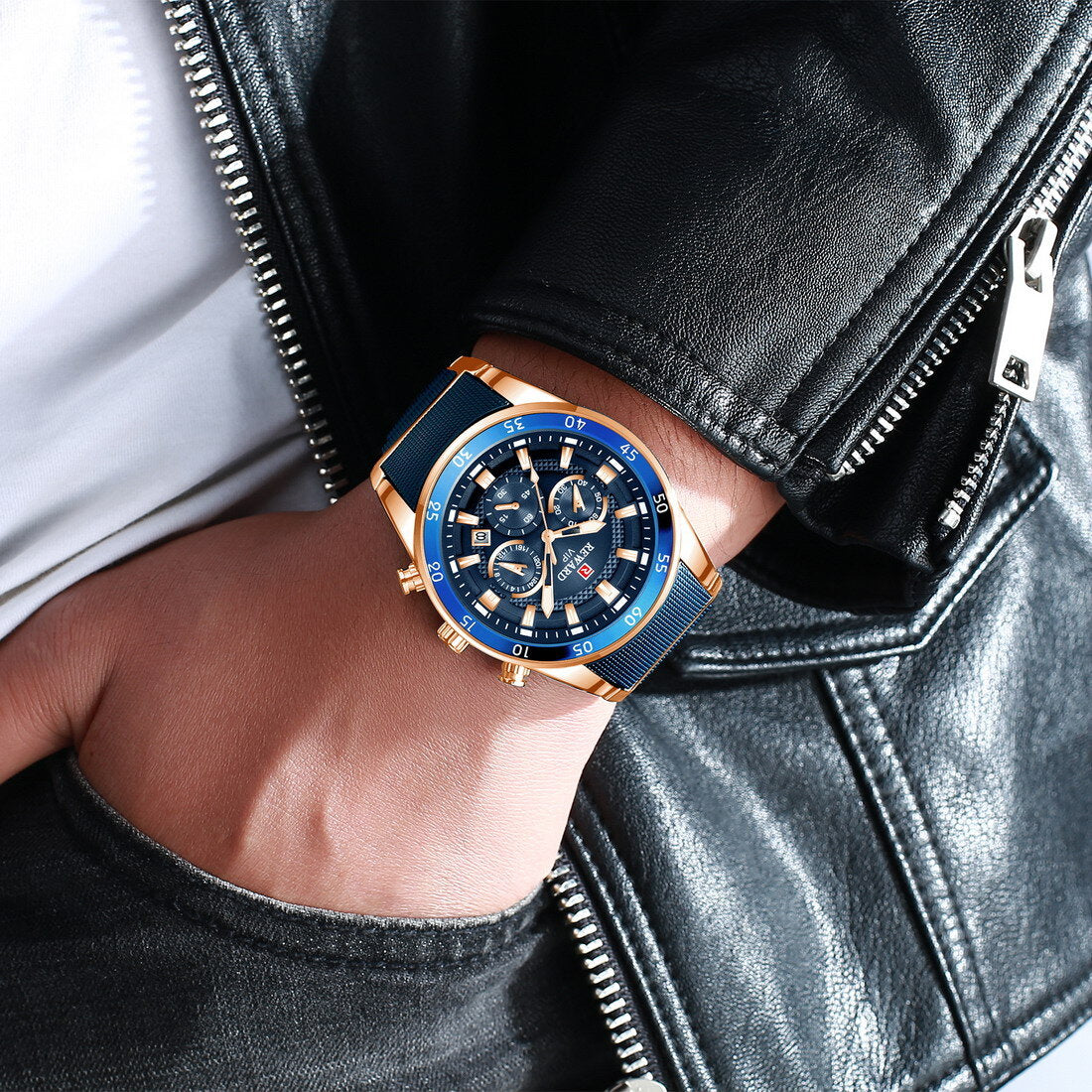 Reward VIP Luxury Chronograph Men’s Quartz Watch – Blue Dial Edition