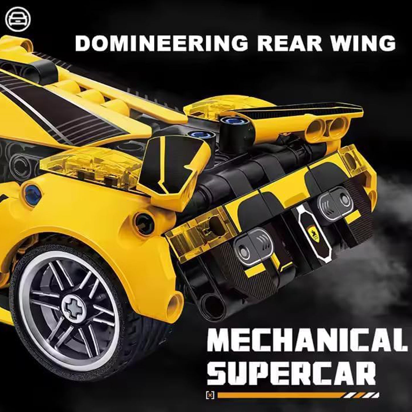 Yellow Ferrari 1:18 Scale Racing Pull-Back SuperCar Building Blocks Set
