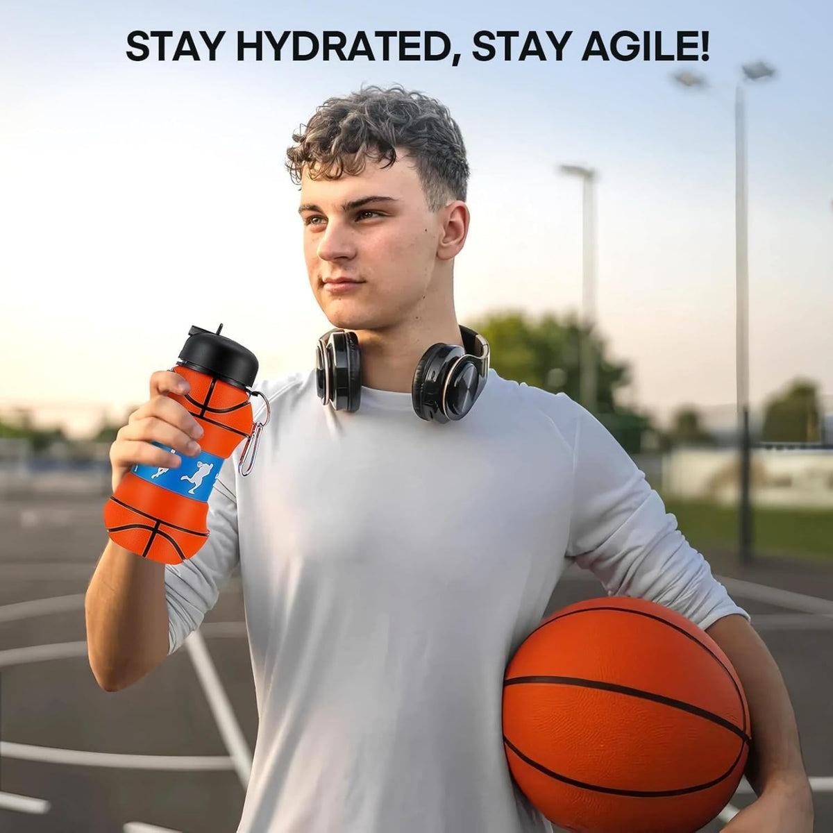 Basketball Design Foldable Water Bottle