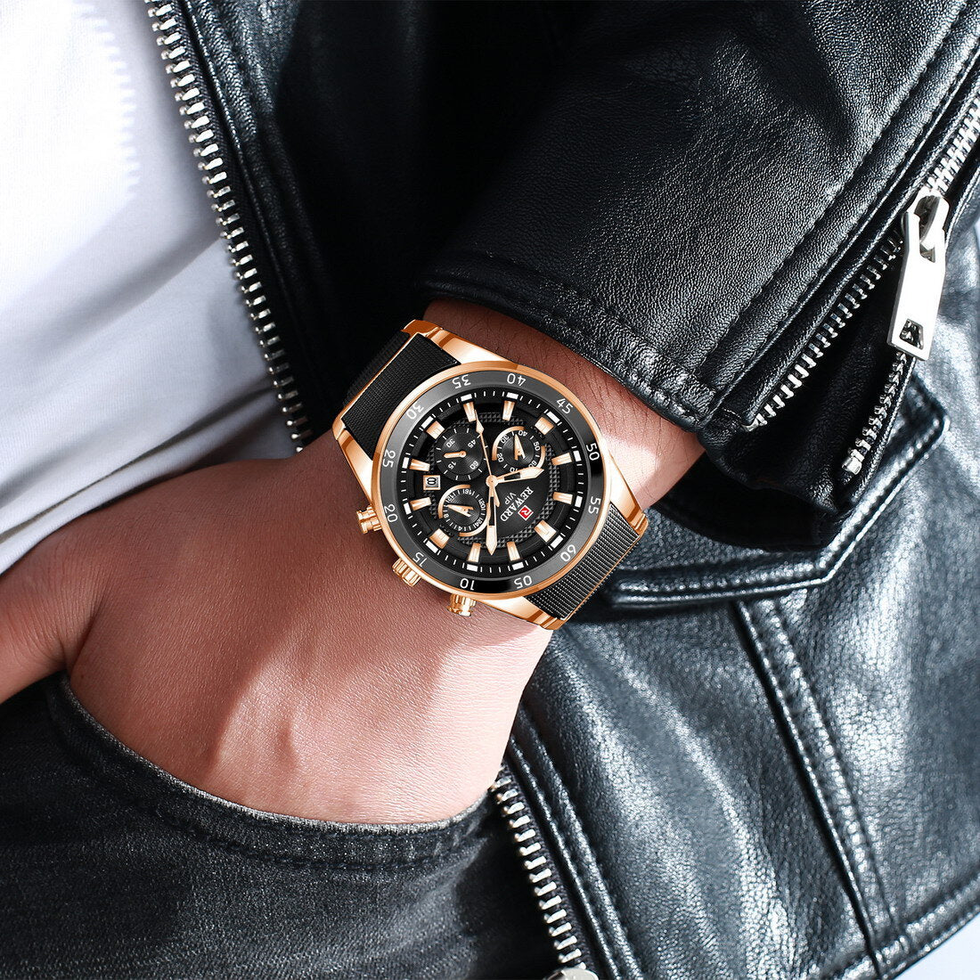 Reward VIP Luxury Chronograph Men’s Quartz Watch – Black Dial Edition