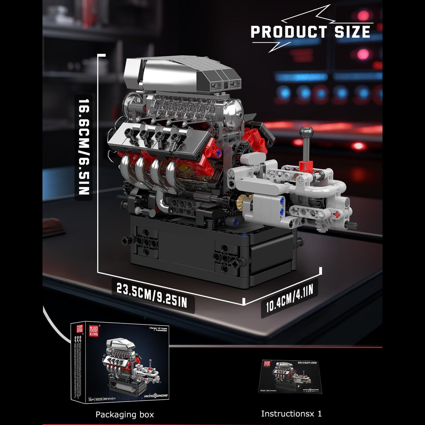 Mould King 10225 American Muscle Car V8 Engine Building Set