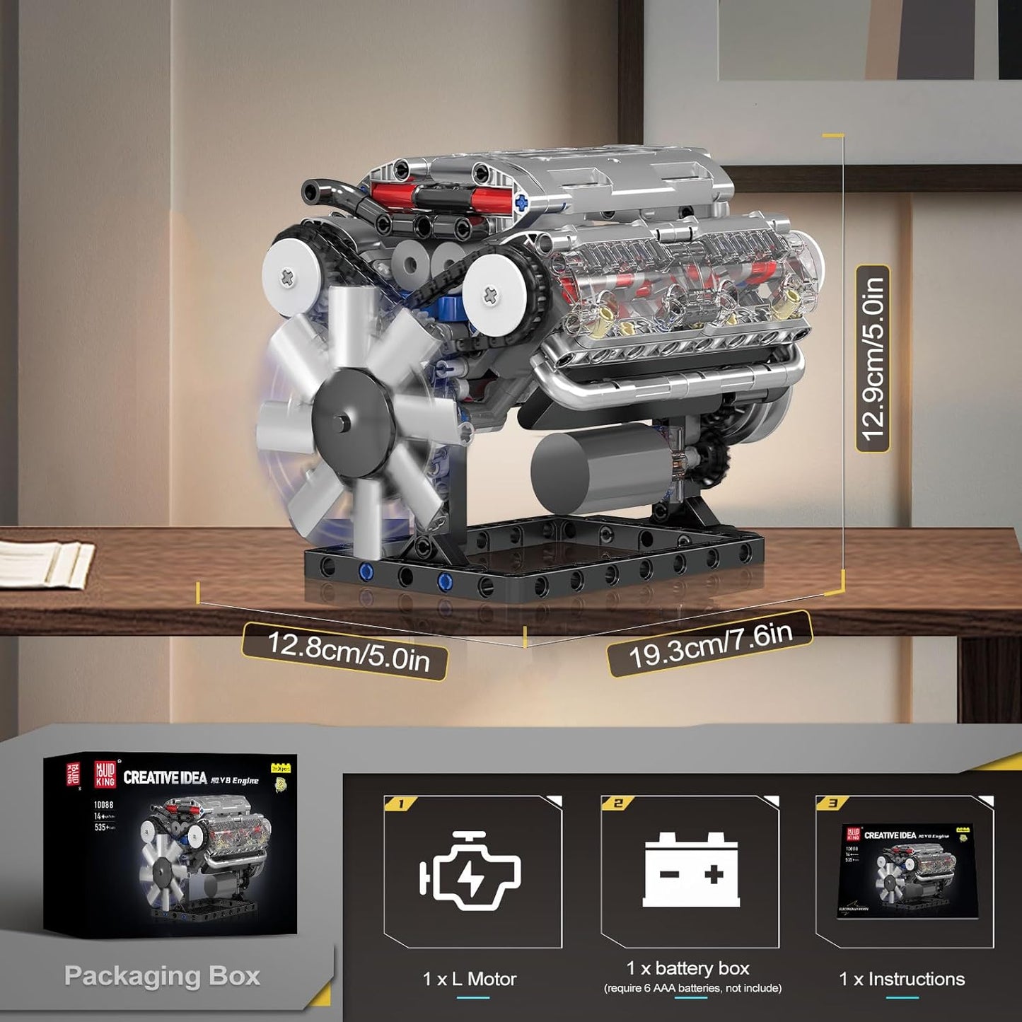 Mould King 10088 Motorised V8 Engine Building Set