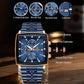 Reward Square Blue & Rose Gold Luxury Luminous Square Quartz Watch