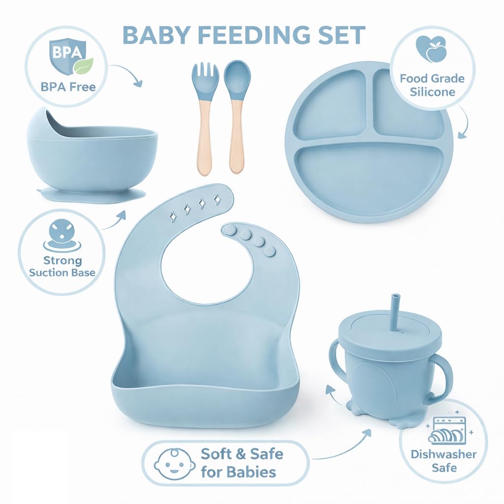 6Pcs Silicone Baby Feeding Set