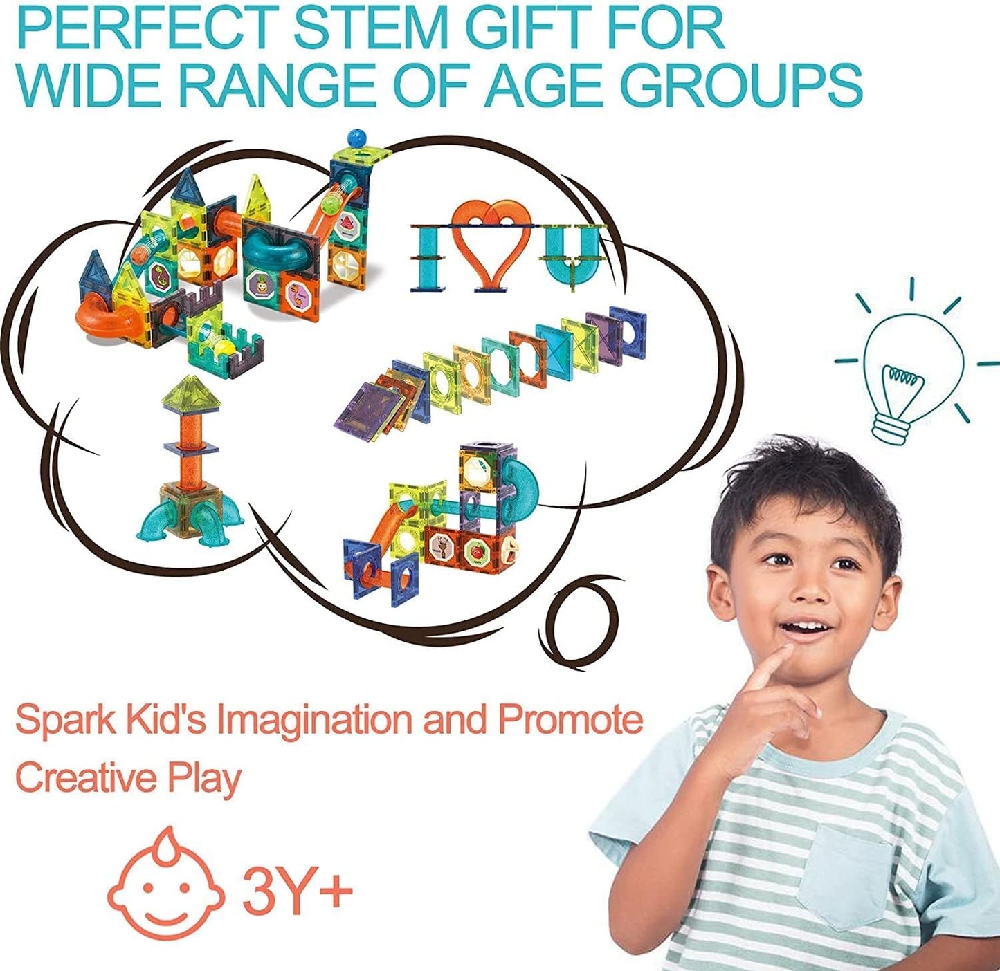 Magnetic Tiles Building Blocks with LED Lights (75Pcs)