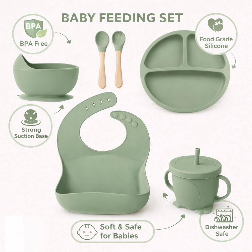 6Pcs Silicone Baby Feeding Set