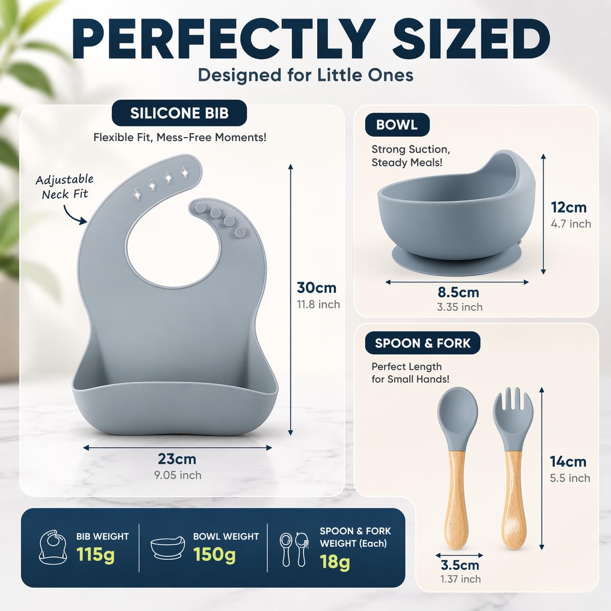 Silicone Baby Feeding Set With Bowl & Spoon