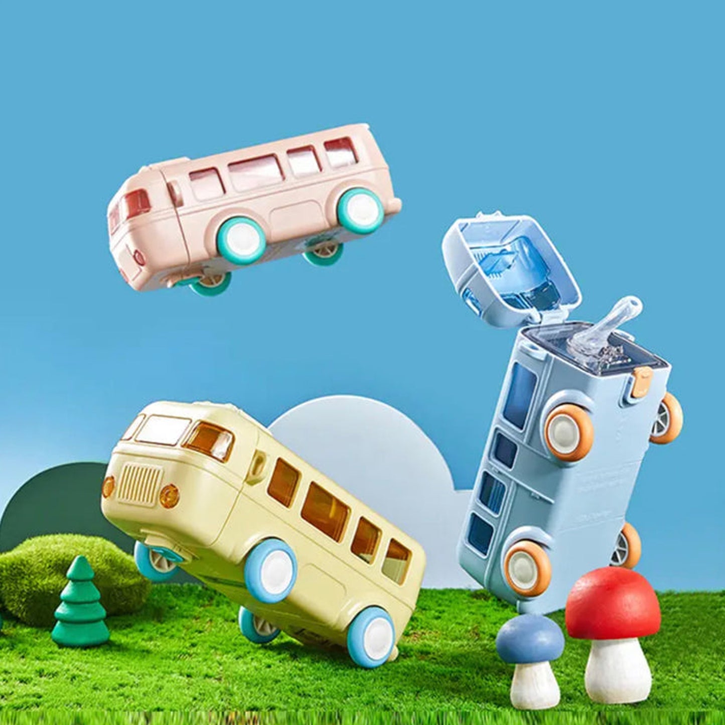 Cute Bus Adventure 500ml Sipper Water Bottle
