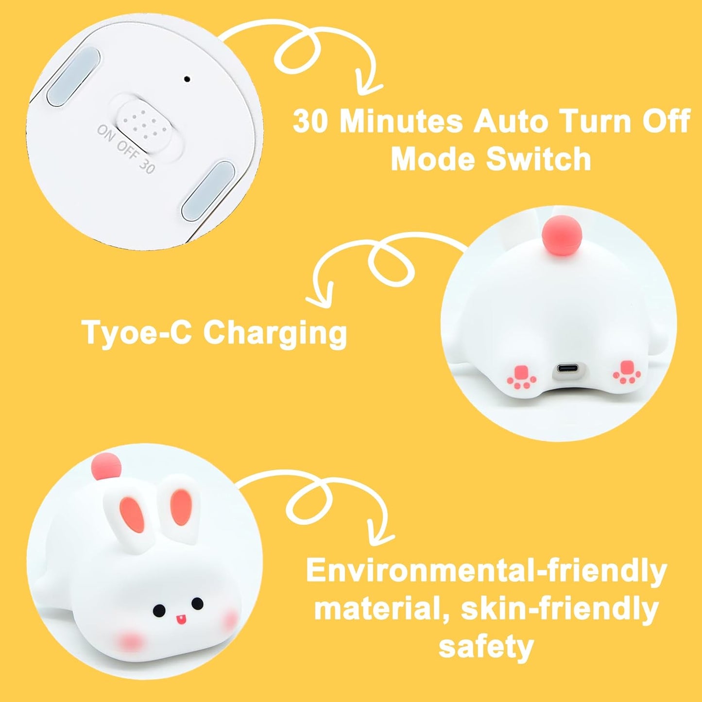 Cute Littale Rabbit Silicone Night Lamp