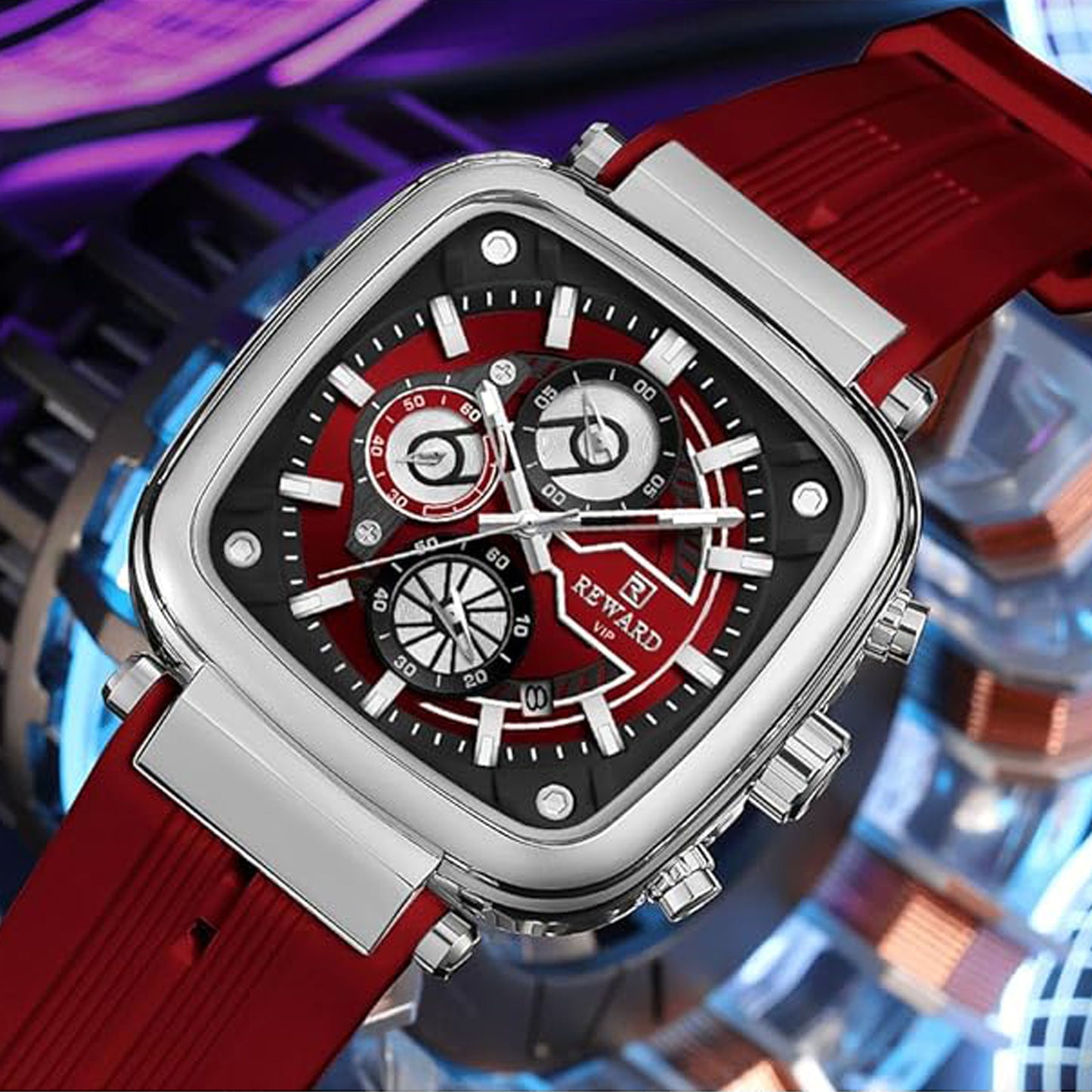 Reward VIP Analog Red Square Dial Men's Watch