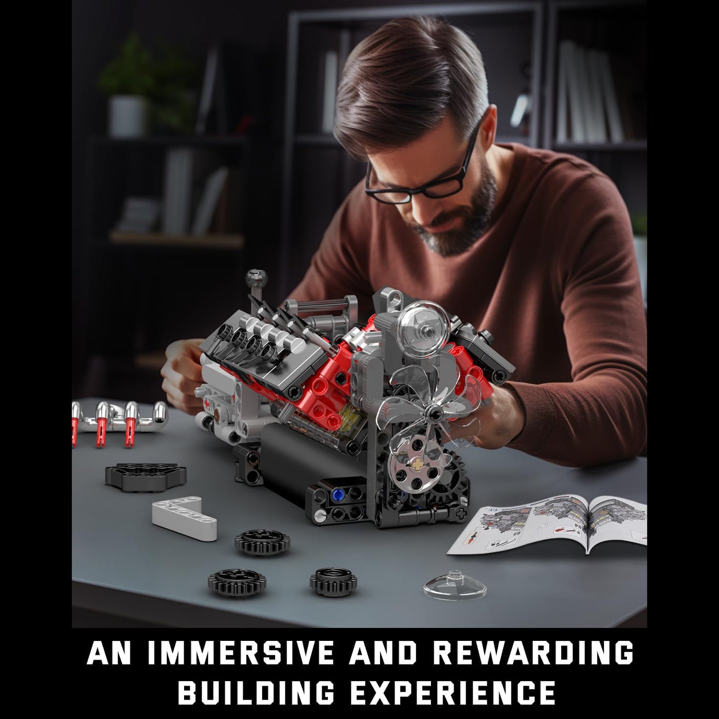 Mould King 10225 American Muscle Car V8 Engine Building Set